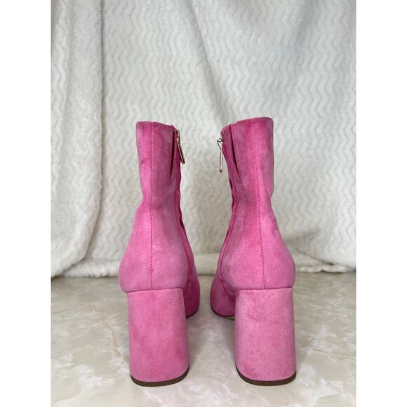 Sam Edelman Codie Square Toe Block Heel Bootie Pink Confetti Suede Womens 7 US - Picture 3 of 13